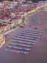 Row of beach tents at nazarÃÂ© Royalty Free Stock Photo