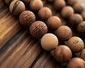 Row of beads with a brown and black pattern Royalty Free Stock Photo