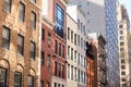 Row of Colorful Brick Residential Buildings in Chelsea of New York City Royalty Free Stock Photo
