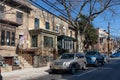 Row of Old Brick Homes along a Street in Weehawken New Jersey