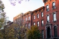 Row of Beautiful Old Brick Homes in Greenpoint Brooklyn New York during Autumn Royalty Free Stock Photo