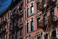 Row of Beautiful Old Brick Residential Buildings on the Lower East Side of New York City Royalty Free Stock Photo