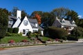 Beautiful Old Neighborhood Homes in Sleepy Hollow New York with Trees and a Lawn along a Street