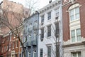 Row of Beautiful Old Brick Residential Buildings along a Street in Greenwich Village of New York City Royalty Free Stock Photo