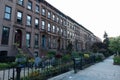 Row of Old Residential Buildings along a Sidewalk in Carroll Gardens Brooklyn of New York City