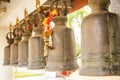 Row of bells in buddhist temple, Thailand Royalty Free Stock Photo