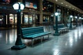 a row of benches in a mall Royalty Free Stock Photo