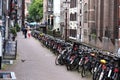 Row Of Bicycles On An Amsterdam Street