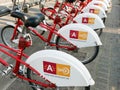 Row of bicycles in Antwerp, Belgium Royalty Free Stock Photo