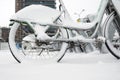 Row of bicycles covered with snow Royalty Free Stock Photo