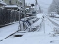 City bikes snow frozen storm ice buried Royalty Free Stock Photo