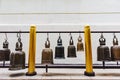 A row of Big brass bell in the temple Royalty Free Stock Photo