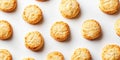 A row of biscuits with a white background Royalty Free Stock Photo