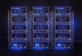 Row of bitcoin miners