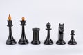 Row of black chess pieces isolated on white background. Royalty Free Stock Photo