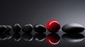 A row of black stones with a red stone in the middle, AI