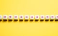 Row of blocks with arrows. Movement in one direction. Sequential chain of arrows. Set course, make your way. Moving forward, step