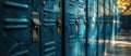 Row of Blue Lockers Sit Next to Each Other Royalty Free Stock Photo