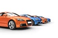 Row Of Blue And Orange Cars Royalty Free Stock Photo