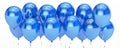 Row from blue party balloons, 3D rendering Royalty Free Stock Photo