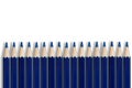 Row of blue pencils