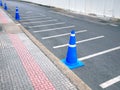 Row of Blue Traffic Cones Along the Road Royalty Free Stock Photo