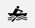 Rowboat Icon Rowing Row Boat Kayak Rower Sport Vector Black White Royalty Free Stock Photo