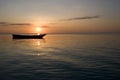 Row boat at sunset in zanzibar africa 1 Royalty Free Stock Photo