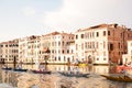 Row of boats and Regata Storica, Venice, Italy Royalty Free Stock Photo