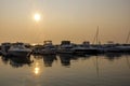 Row of Boats at Sunset, Port Elgin, Ontario 1 Royalty Free Stock Photo