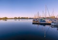 Row of Boats in the Sunset 2 Royalty Free Stock Photo