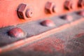 Row of bolt, and nuts closeup - steel construction detai Royalty Free Stock Photo