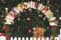 Row of books as ornament on Christmas tree Royalty Free Stock Photo