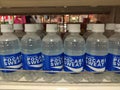 A row of bottles soft drinks in the supermarket at Jakarta