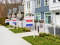 Row of brand new residential townhouses for sale Royalty Free Stock Photo