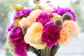 Row of bridesmaids holding bouquets at wedding ceremony Royalty Free Stock Photo