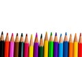 Row of bright color pencils
