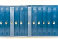 Row of bright colored school lockers Royalty Free Stock Photo