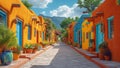 A Row of Brightly Colored Houses in a Small Town