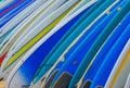 Row of Brightly Colored Surf Boards Royalty Free Stock Photo