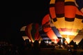 Row brlightly lit hot air balloons Boise Idaho 2019