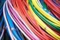 row of broadband cables close-up Royalty Free Stock Photo