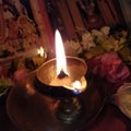 Row of Bronze Lamps - Diwali Festival in India - Spirituality, Religion and Worship