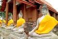 Row of the Buddha Images in Front of the Ordination Hall of Wat Yai Chai Mongkhon Temple, Ayutthaya, Thailand
