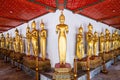 Row of Buddha images at Wat Pho, Bangkok, Thailand Royalty Free Stock Photo
