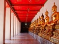 A row of Buddha images at Wat Pho Royalty Free Stock Photo