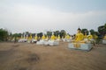 Row of Buddha statues. Old ruins of a temple in Wat Phai Rong Wua temple, Song Phi Nong, Suphan Buri. Famous tourist attraction