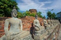 Row of Buddha statues at Wat Yai Chai Mongkhon temple in Ayutthaya, Thailand Royalty Free Stock Photo