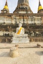 Row of Buddha statues in Wat Yai Chaimongkol in Ayutthaya Royalty Free Stock Photo