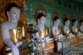 Row of Buddhas in U Min Thonze cave ,Sagaing hill,Myanmar. Royalty Free Stock Photo